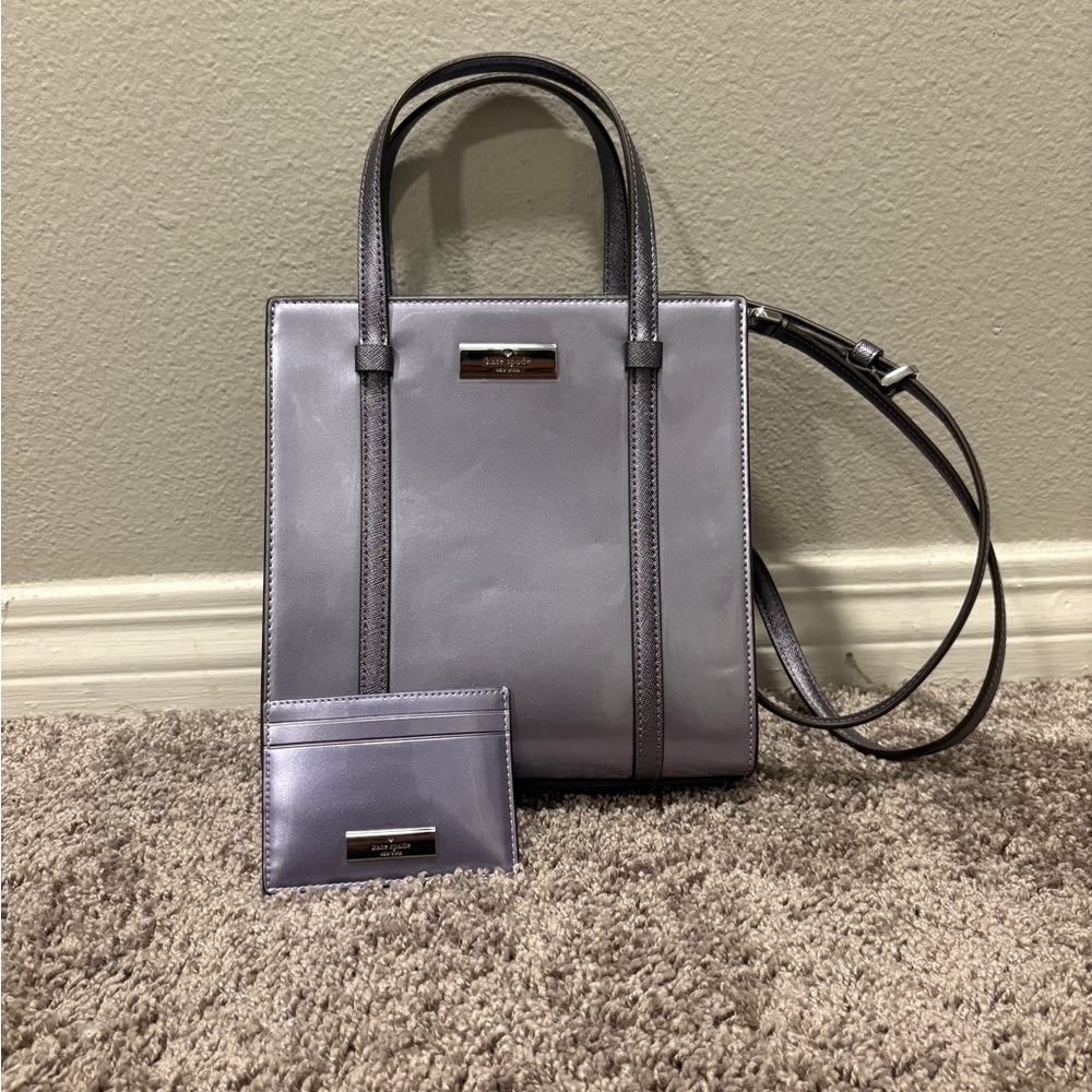 Kate Spade- Grey/Blue Women's Handbag and Cardholder Set